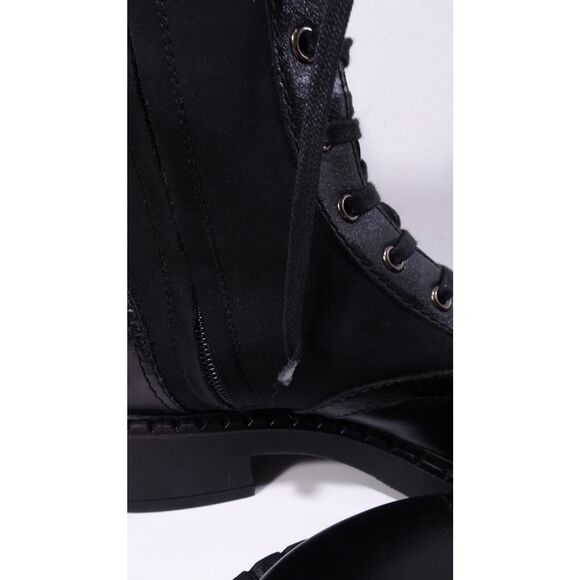 Theory Women's Laced Boot Combat Nylon Leather Booites Black NIB 598 Sz 40 - Picture 13 of 16